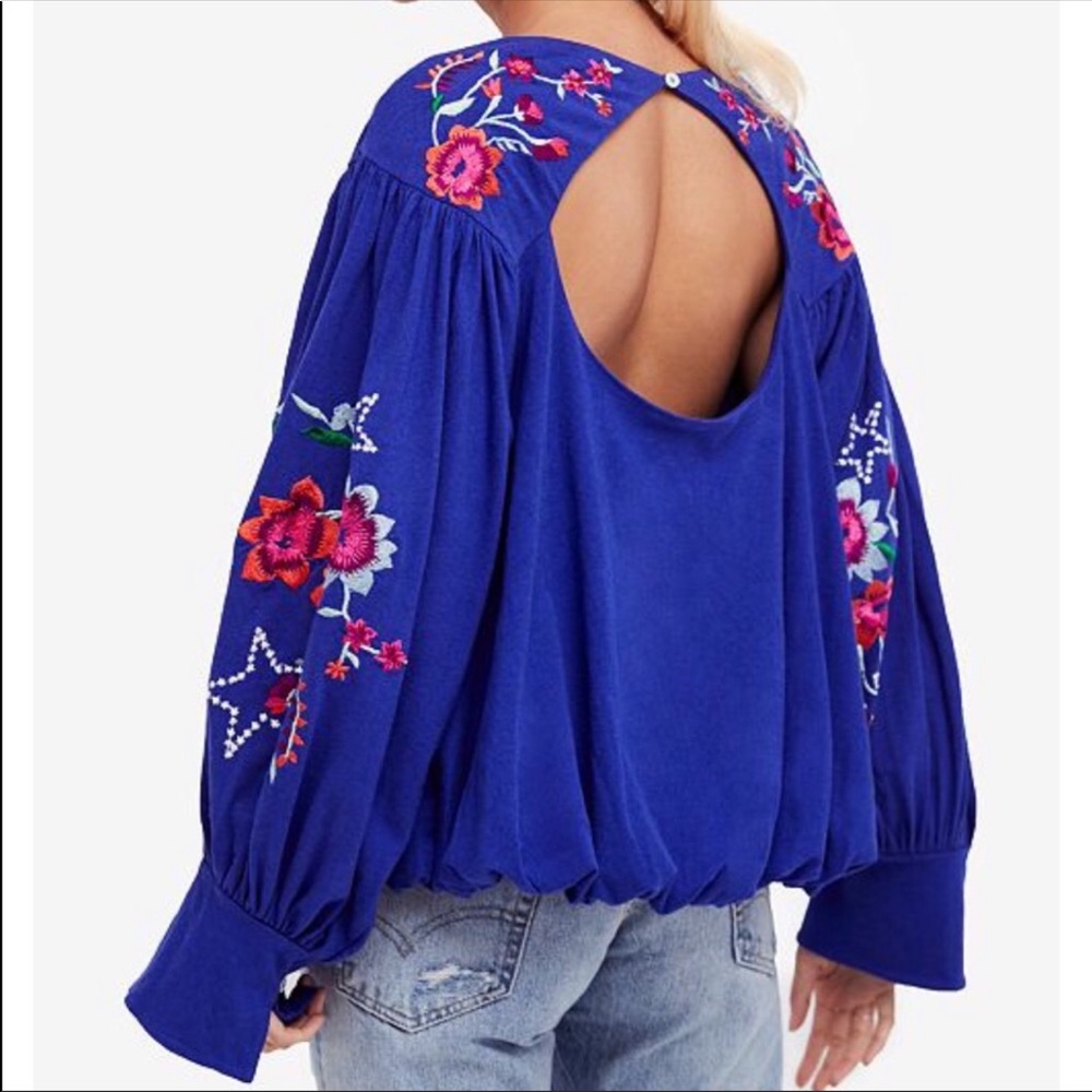 Free People Top Embroidered Lita Floral Cut-Outs - Picture 4 of 8